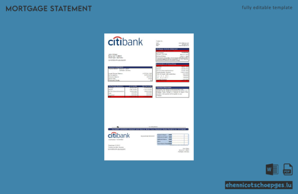 Beispiel eines Hypothekenkontoauszugs der Citibank in Deutschland (Vorschau)